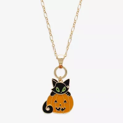 Mixit Halloween Pumpkin Cat Womens Multi Color Glass 30 Inch Pendant Necklace
