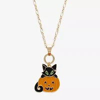 Mixit Halloween Pumpkin Cat Womens Multi Color Glass 30 Inch Pendant Necklace