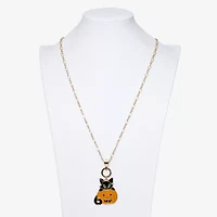 Mixit Halloween Pumpkin Cat Womens Multi Color Glass 30 Inch Pendant Necklace