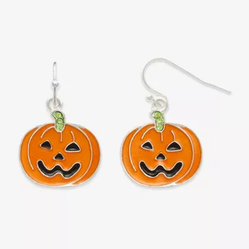 Mixit Halloween Pumpkin Womens Green Glass Drop Earrings
