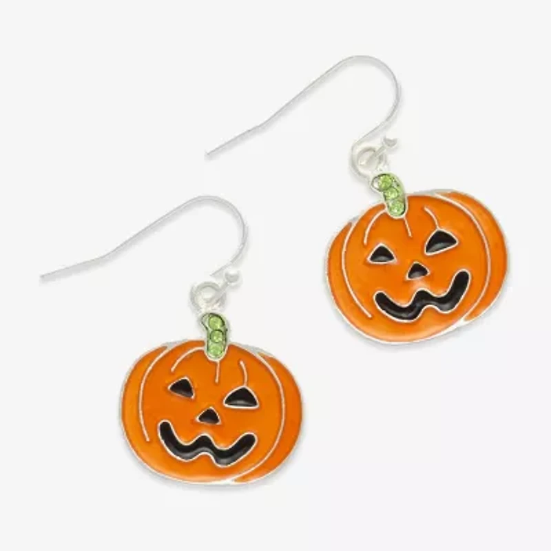Mixit Halloween Pumpkin Womens Green Glass Drop Earrings