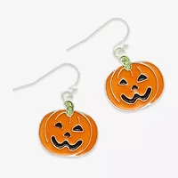 Mixit Halloween Pumpkin Womens Green Glass Drop Earrings