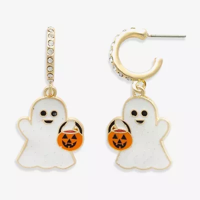 Mixit Halloween Ghost Pumpkin Womens Glass Drop Earrings