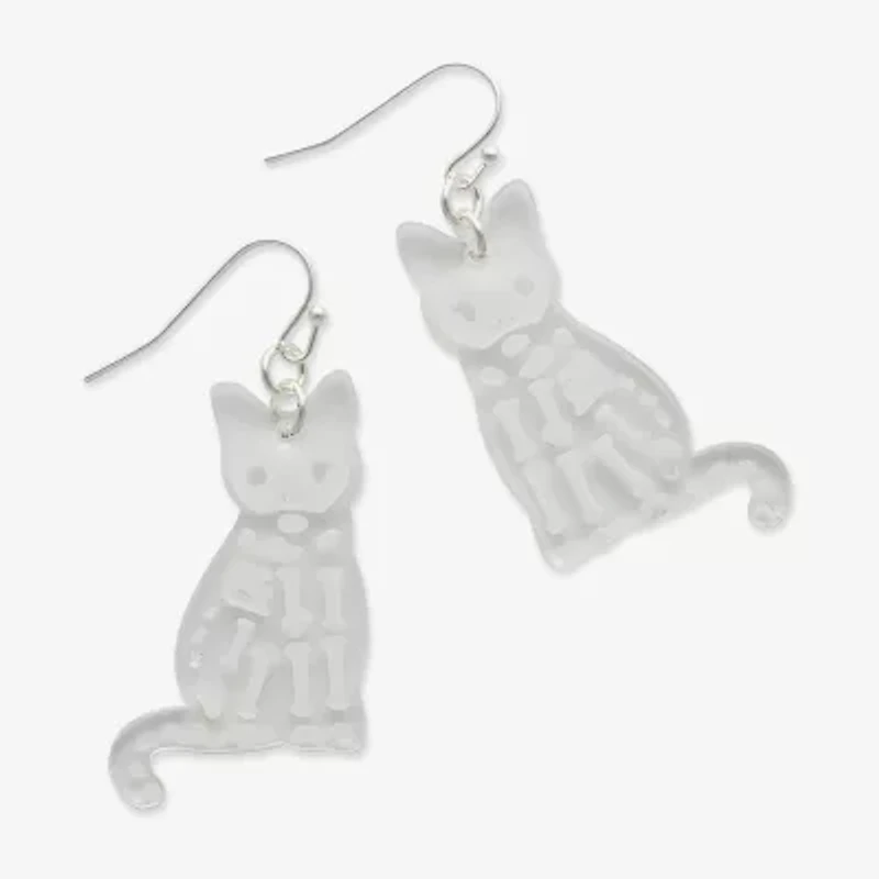 Mixit Halloween Skeleton Cat Womens Drop Earrings