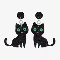 Mixit Halloween Black Cat Womens Drop Earrings