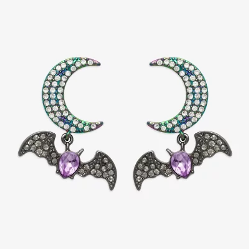Mixit Halloween Bat Womens Moon Drop Earrings