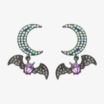 Mixit Halloween Bat Womens Moon Drop Earrings