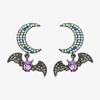 Mixit Halloween Bat Womens Moon Drop Earrings
