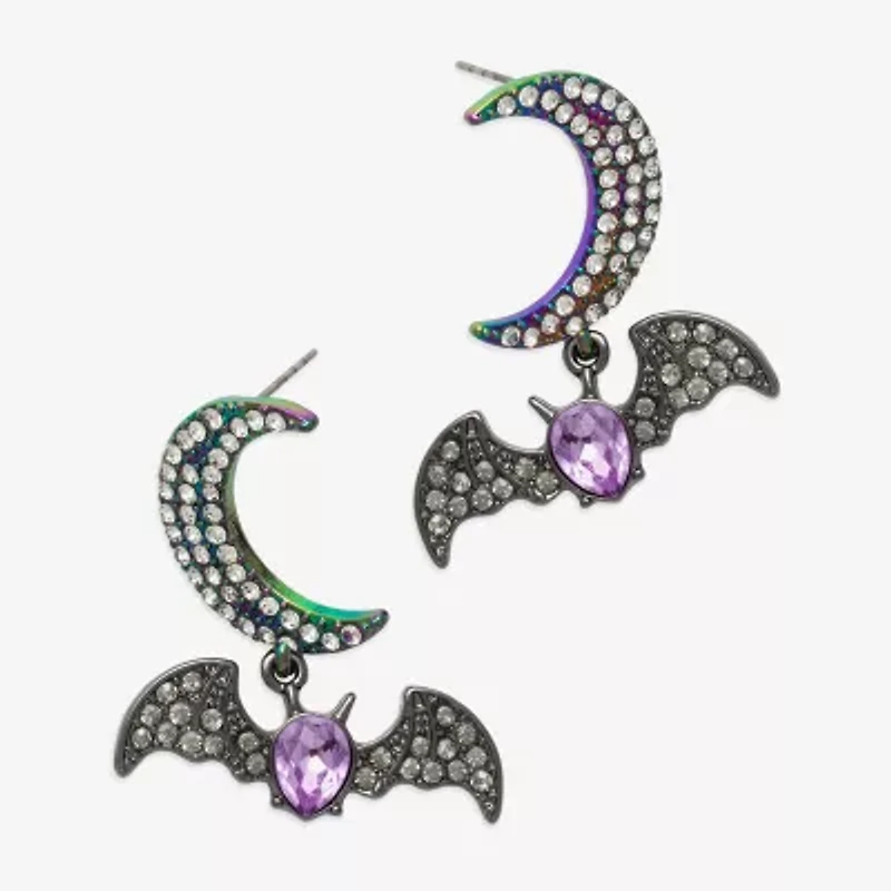 Mixit Halloween Bat Womens Moon Drop Earrings