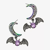 Mixit Halloween Bat Womens Moon Drop Earrings