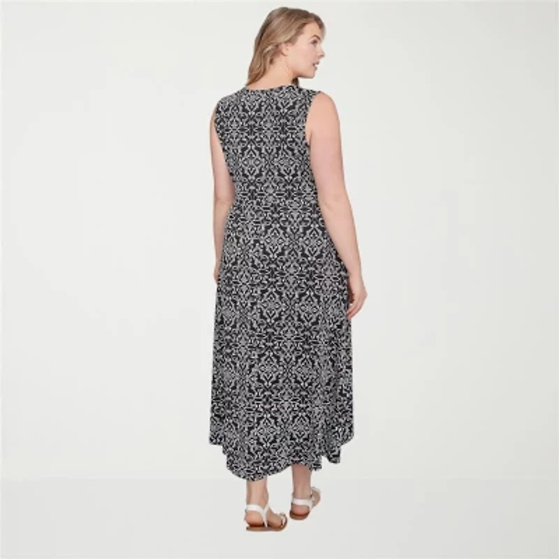 Larky Lark Womens Midi Medallion Plus A-Line Dress