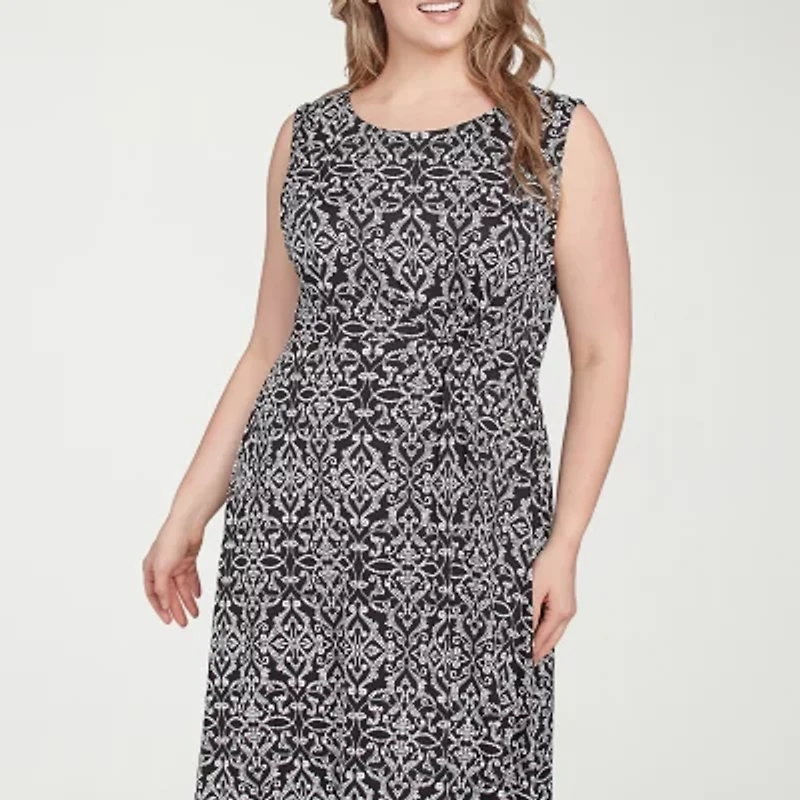 Larky Lark Womens Midi Medallion Plus A-Line Dress