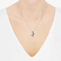 Giraffe Womens 1/10 CT. T.W. Natural Black Diamond 10K White Gold 18 Inch Pendant Necklace