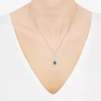 Womens Diamond Accent Genuine Blue Sapphire Sterling Silver Diamond 18 Inch Pendant Necklace