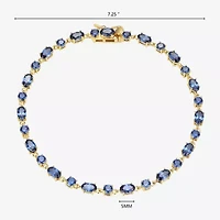Womens Lab Created Blue Sapphire 18K Gold Over Silver Oval 7.25 Inch Tennis Bracelet