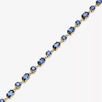 Womens Lab Created Sapphire 18K Gold Over Silver Oval 7.25 Inch Tennis Bracelet