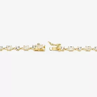 Womens Lab Created White Sapphire 18K Gold Over Silver Oval 7.25 Inch Tennis Bracelet