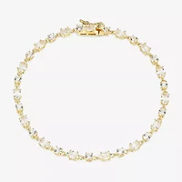 Womens Lab Created White Sapphire 18K Gold Over Silver Oval 7.25 Inch Tennis Bracelet