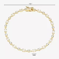 Womens Lab Created White Sapphire 18K Gold Over Silver Oval 7.25 Inch Tennis Bracelet
