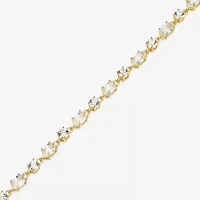 Womens Lab Created White Sapphire 18K Gold Over Silver Oval 7.25 Inch Tennis Bracelet