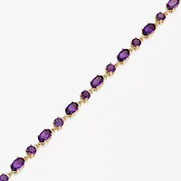 Womens Genuine Purple Amethyst 18K Gold Over Silver Oval 7.25 Inch Tennis Bracelet