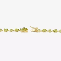 Womens Genuine Green Peridot 18K Gold Over Silver Oval 7.25 Inch Tennis Bracelet