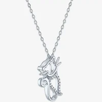 (G-H Womens Diamond Accent Lab Grown White Diamond Accent Sterling Silver 16 Inch Pendant Necklace