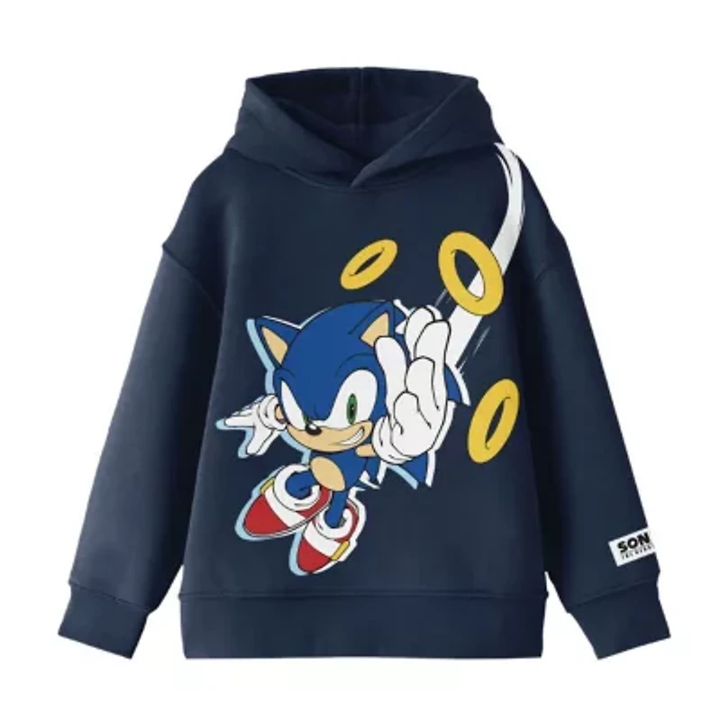 Little & Big Kid Boys Long Sleeve Sonic the Hedgehog Fleece Hoodie