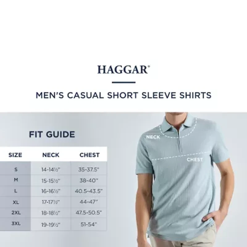 Haggar Premium Comfort Houndstooth Mens Regular Fit Short Sleeve Polo Shirt
