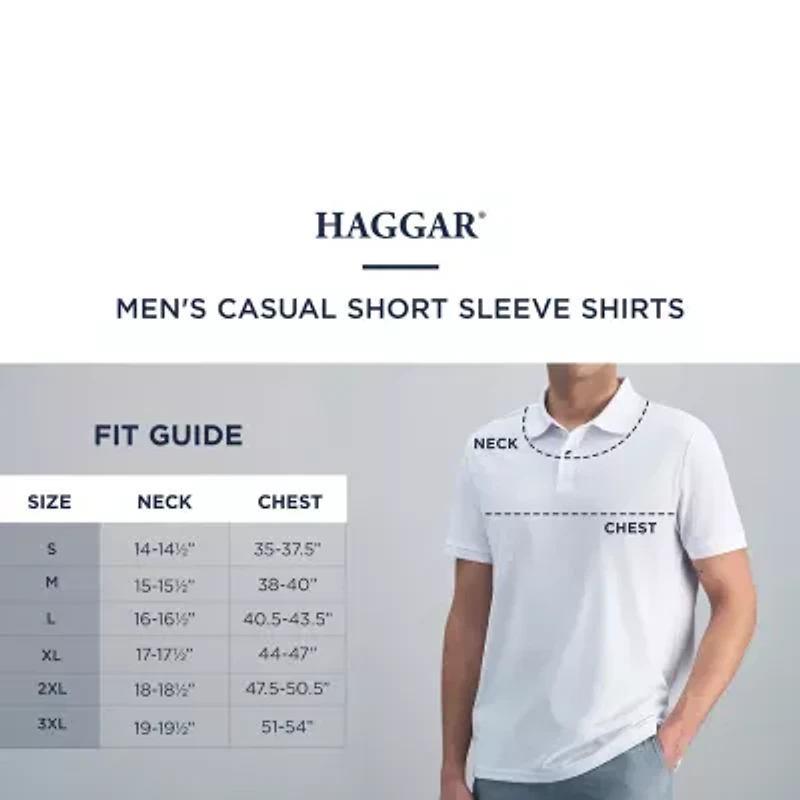 Haggar Pique Mens Regular Fit Short Sleeve Polo Shirt