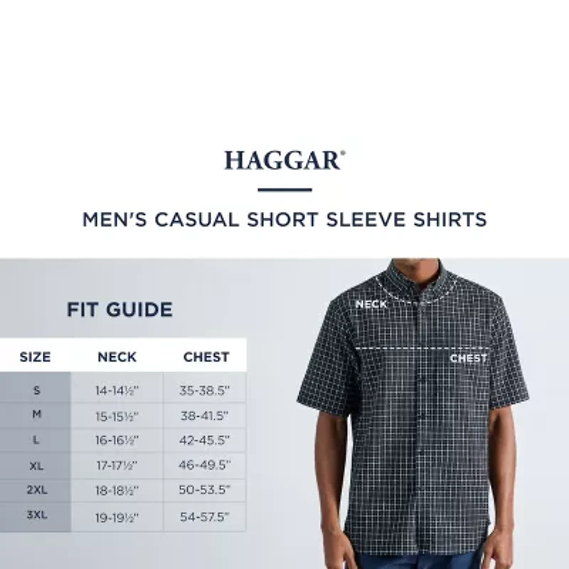 Haggar Life Khaki Mens Short Sleeve Regular Fit Button-Down Shirt