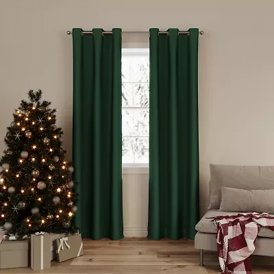 No 918 Cassiel Tie Back Holiday Grommet Top Room Darkening Set of 2 Curtain Panel