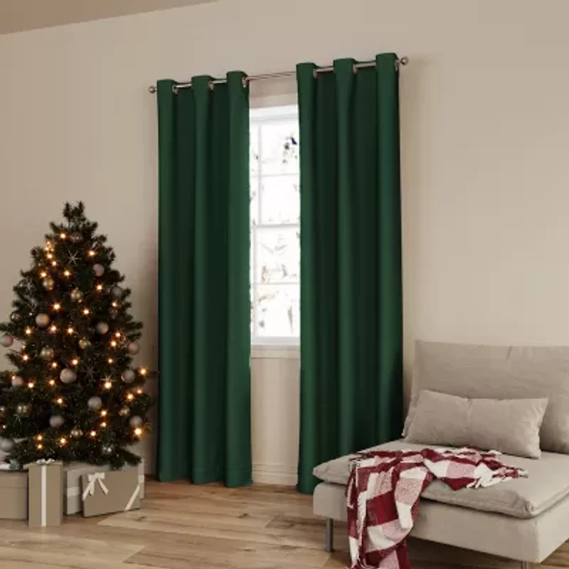 No 918 Cassiel Tie Back Holiday Grommet Top Room Darkening Set of 2 Curtain Panel