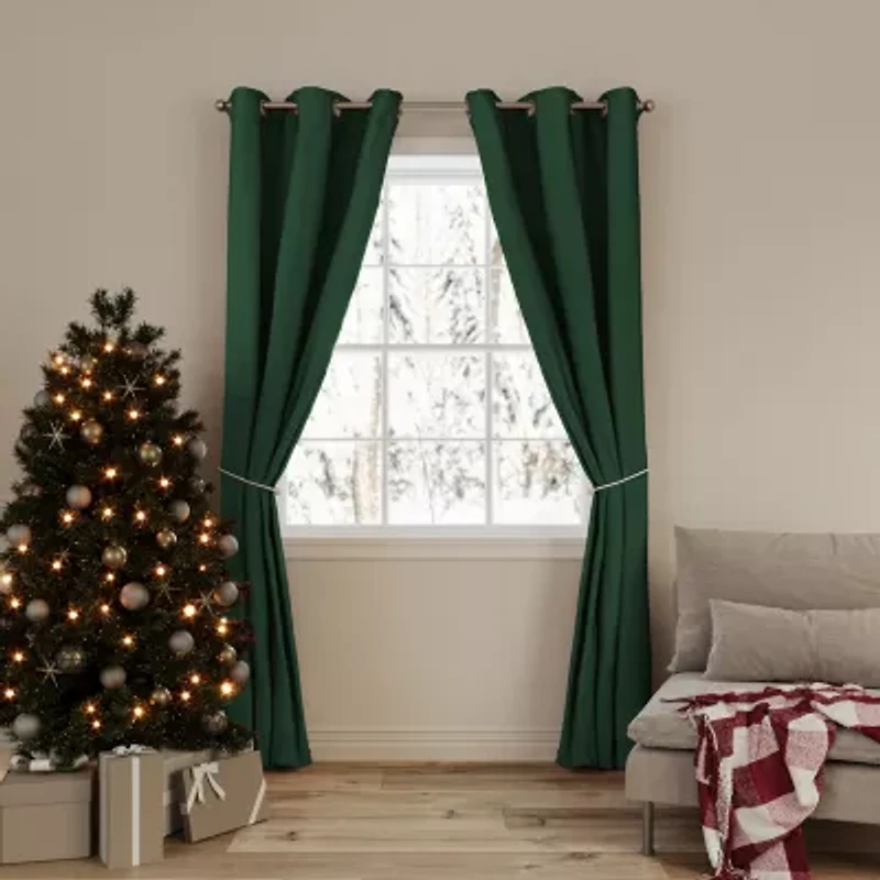 No 918 Cassiel Tie Back Holiday Grommet Top Room Darkening Set of 2 Curtain Panel