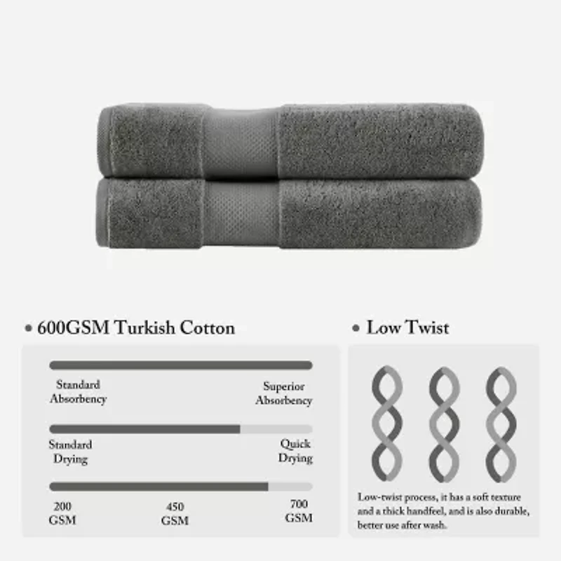 Madison Park Signature Turkish 100% Cotton 2-pc. Quick Dry Bath Towel