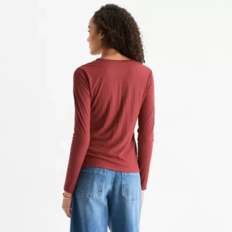 a.n.a Womens Crew Neck Long Sleeve T-Shirt