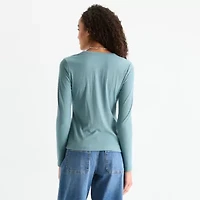 a.n.a Womens Crew Neck Long Sleeve T-Shirt