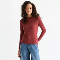 a.n.a Womens Crew Neck Long Sleeve T-Shirt