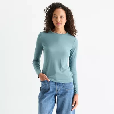 a.n.a Womens Crew Neck Long Sleeve T-Shirt