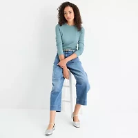 a.n.a Womens Crew Neck Long Sleeve T-Shirt