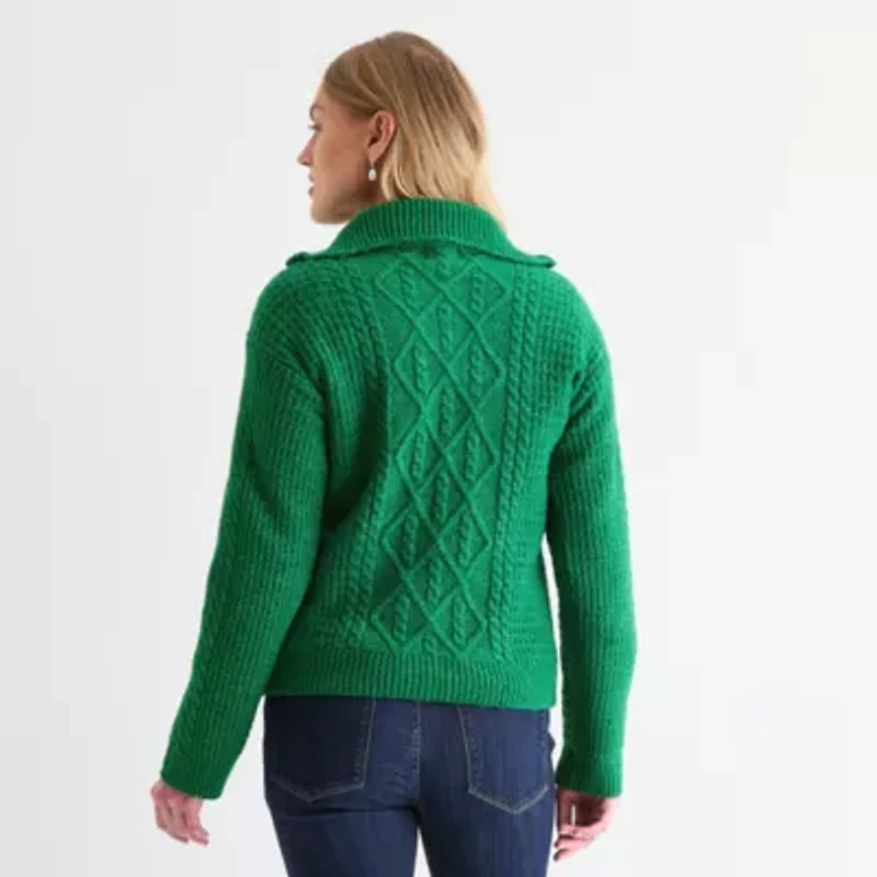 St. John's Bay Womens Mock Neck Long Sleeve Pullover Sweater