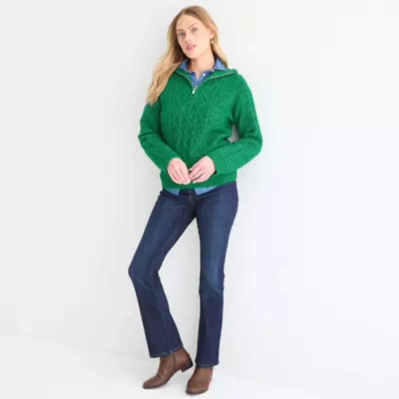 St. John's Bay Womens Mock Neck Long Sleeve Pullover Sweater