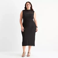 Premier Amour Womens Sleeveless Midi Plus Sheath Dress