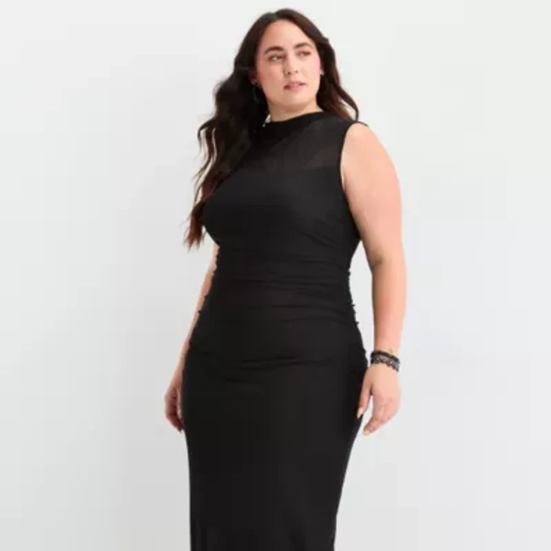 Premier Amour Womens Sleeveless Midi Plus Sheath Dress