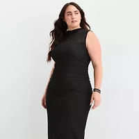 Premier Amour Womens Sleeveless Midi Plus Sheath Dress