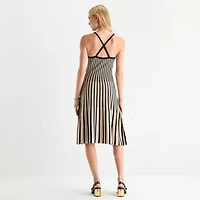 Worthington Womens Sleeveless Striped Sweater Dress