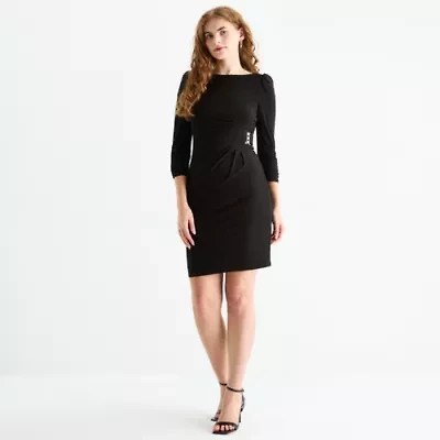 Jessica Howard Womens Embellished 3/4 Sleeve Sheath Dress