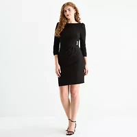 Jessica Howard Womens Embellished 3/4 Sleeve Sheath Dress