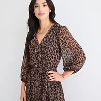 Melonie T Womens 3/4 Sleeve Animal Maxi Dress