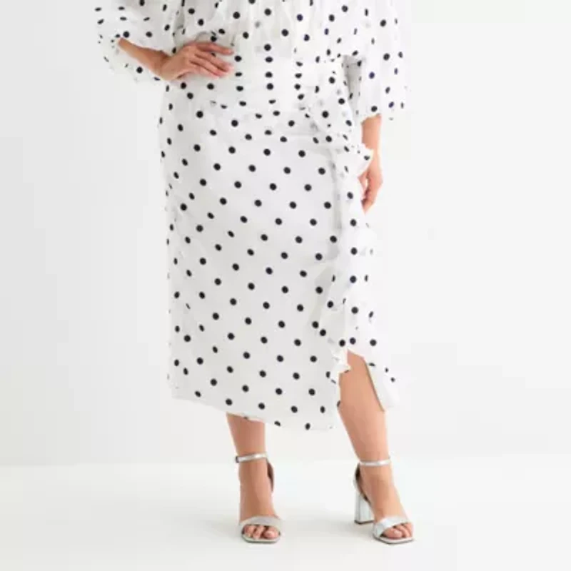 Worthington Womens Mid Rise Long Pencil Skirt Plus